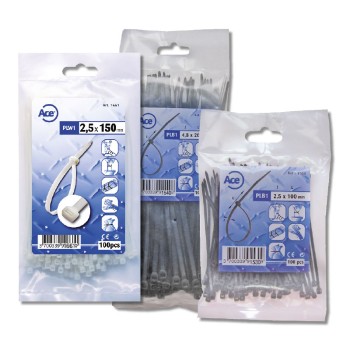 Sachet 100 liens nylon noir 2,5 x 150 mm