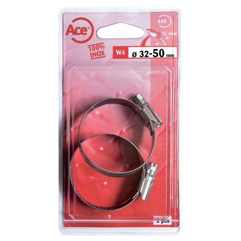 Blister 2 colliers bande pleine 12 mm W4 – 60-80