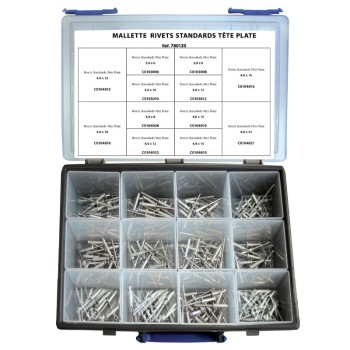 Mallette 1020 rivets standards alu/acier tête plate