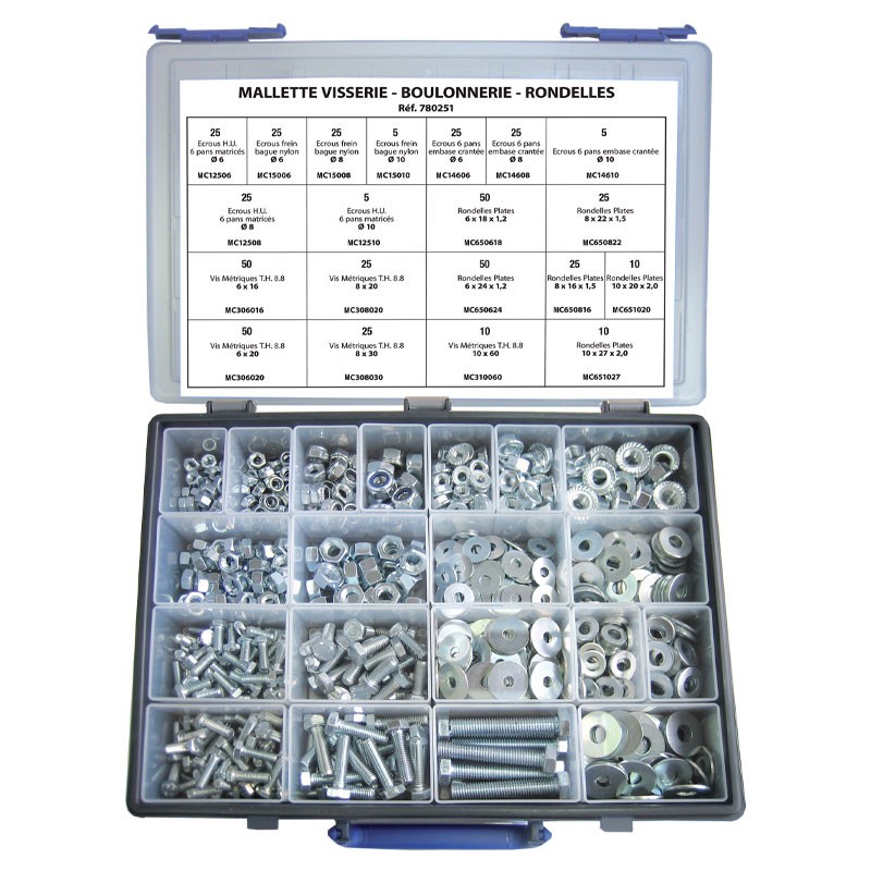 Mallette mixte vis - boulon. - rond. 495pcs
