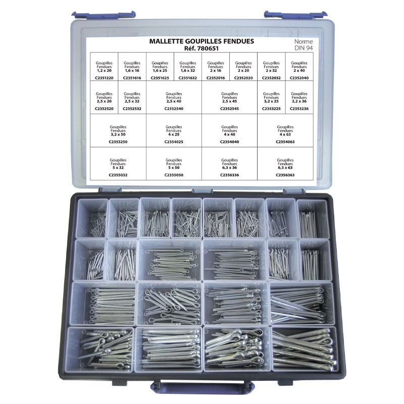 Mallette goupilles fendues 440pcs