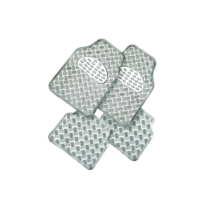 Jeu de 4 tapis auto PVC effet métallisé - Gris