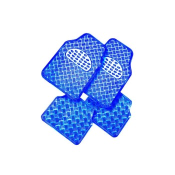 Jeu de 4 tapis auto PVC effet métallisé - Bleu