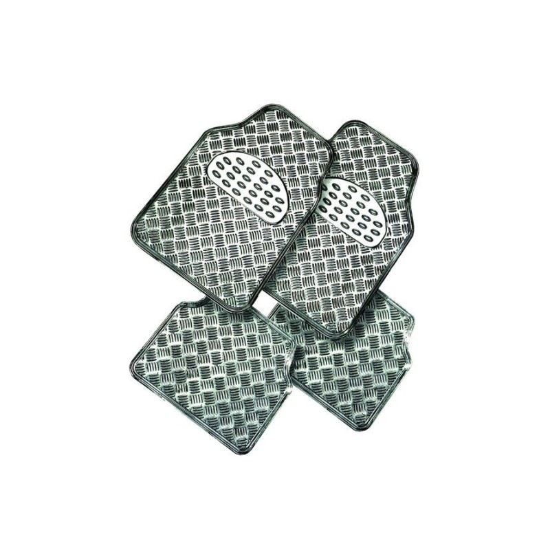 Jeu de 4 tapis auto PVC effet métallisé - Carbon