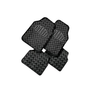 Jeu de 4 tapis auto PVC effet métallisé - Noir