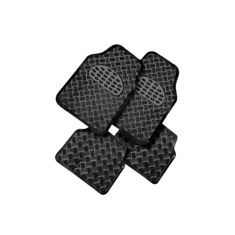 Jeu de 4 tapis auto PVC effet métallisé - Noir