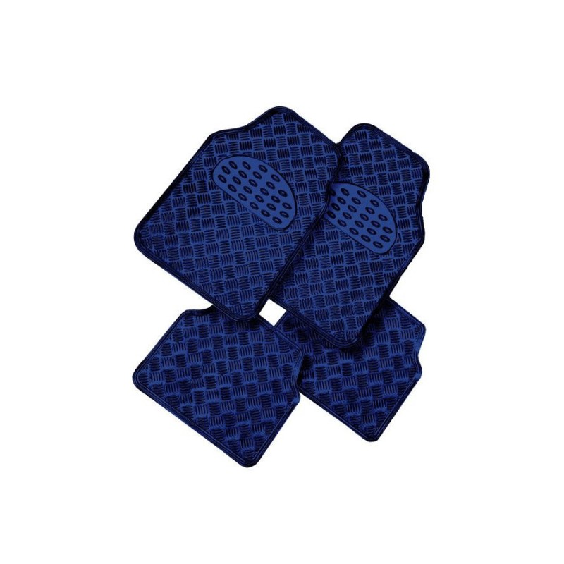 Jeu de 4 tapis auto PVC effet métallisé - Carbon bleu
