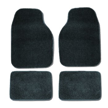 Jeu 4 tapis moquette noirs universels