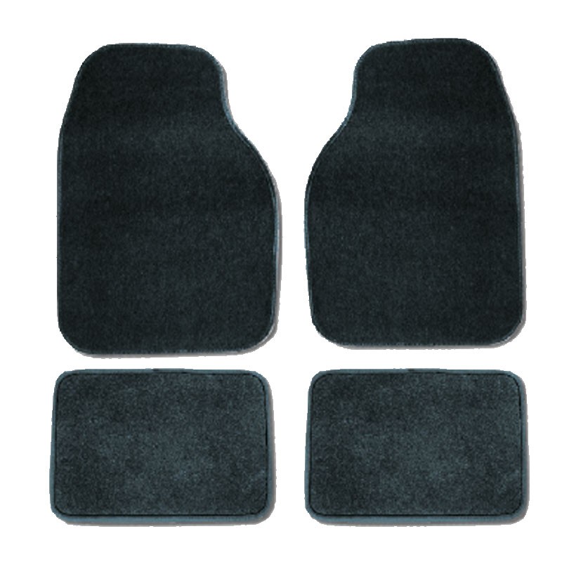 Jeu 4 tapis moquette noirs universels