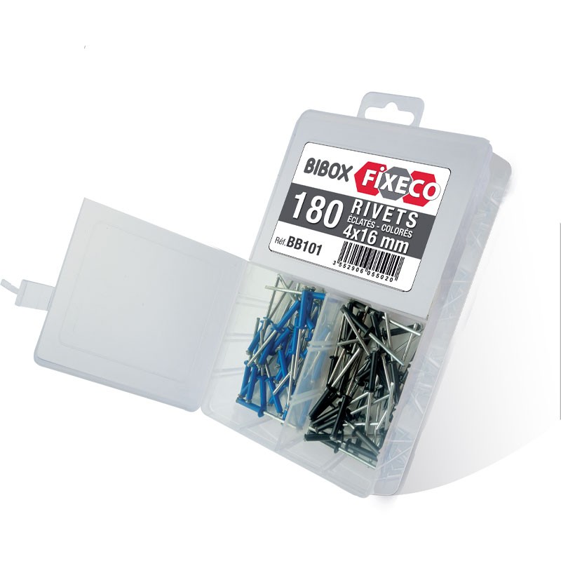 Bibox rivets éclatés colorés 4x16 - 180pcs