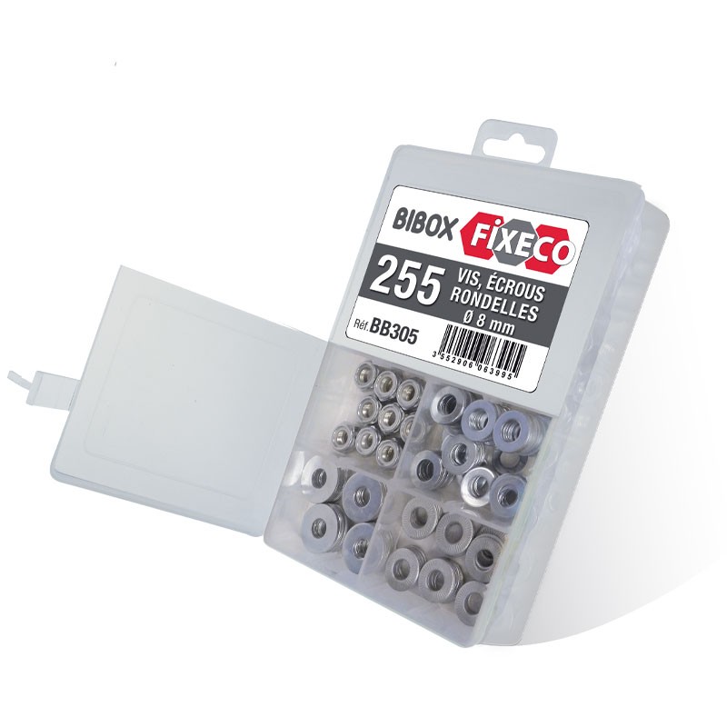 Bibox 255 pcs vis/boulon/rond diam 8