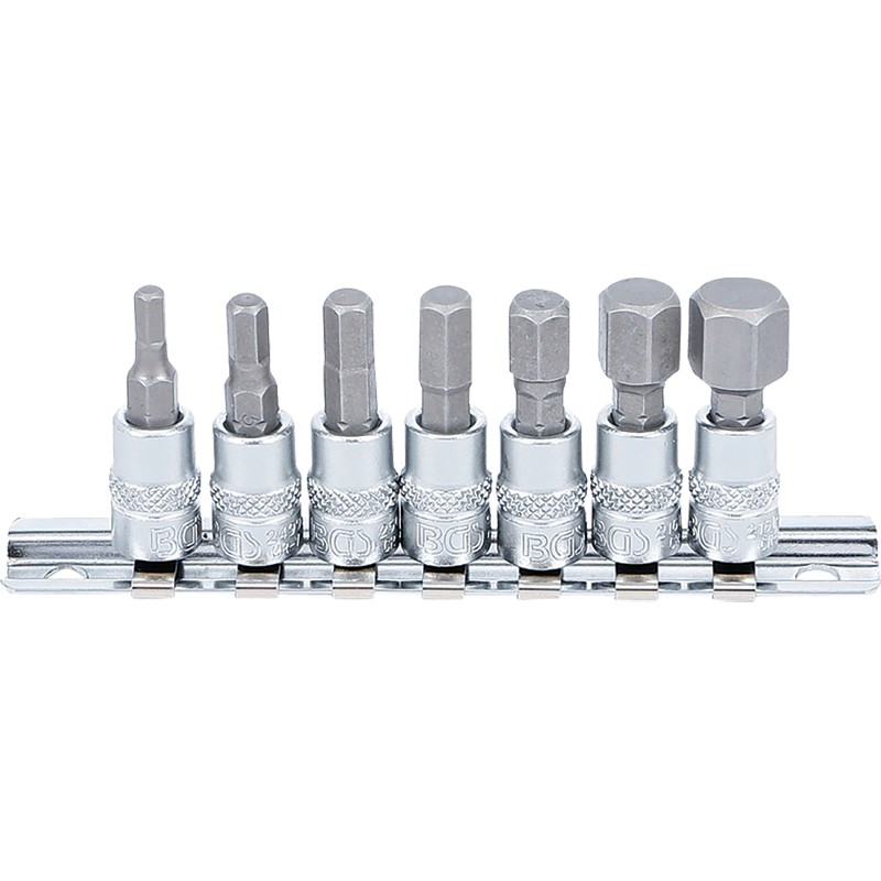 Jeu de douilles à embouts 6.3mm 6 pans intérieurs 4-12mm 7 pièces
