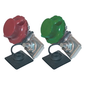 Kit 2 robinets coupe batterie à griffe Rouge +/Vert -