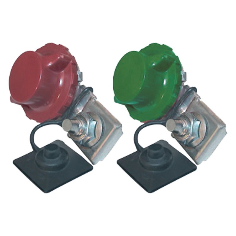 Kit 2 robinets coupe batterie à griffe Rouge +/Vert -