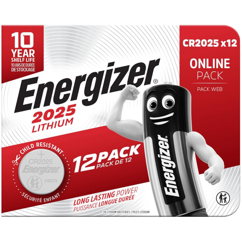 Blister de 12 piles lithium CR2025