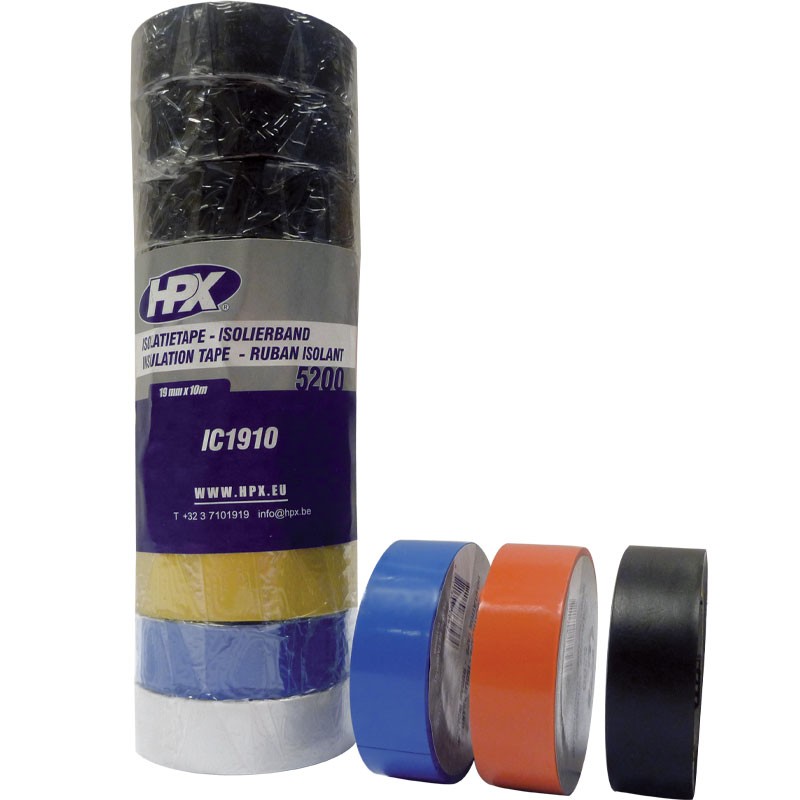 10 rubans isolant coloris assortis 19mmx10m