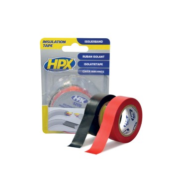 Blister 2 rubans adhésifs isolants noir et rouge type 5200