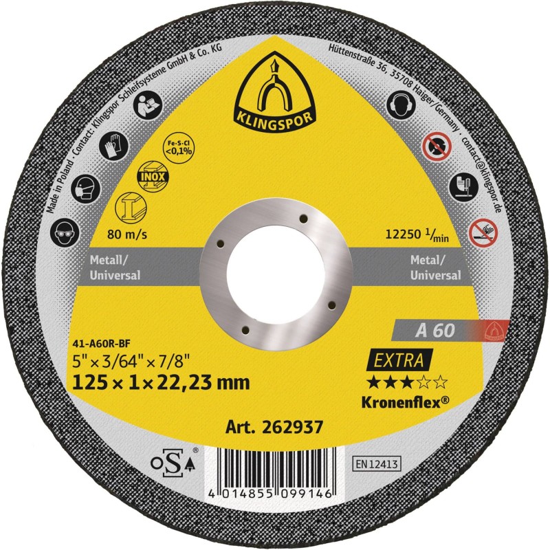 A60 EXTRA Disque à tronconner 125 x 1 x 22.23