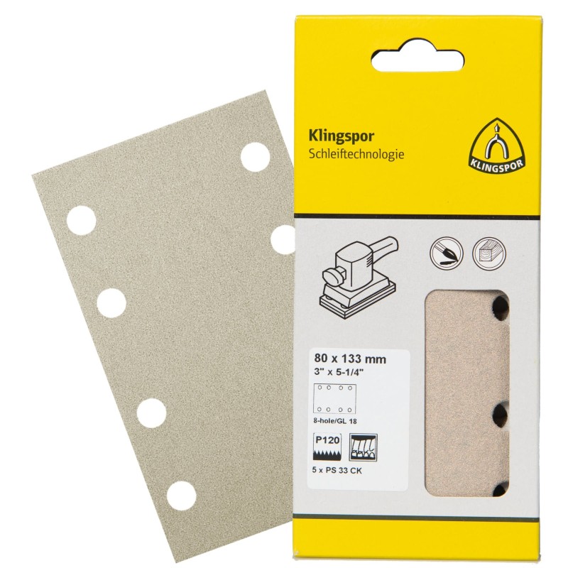  PS33CK - 5 Feuilles abrasives 80 x 133 Grain 60