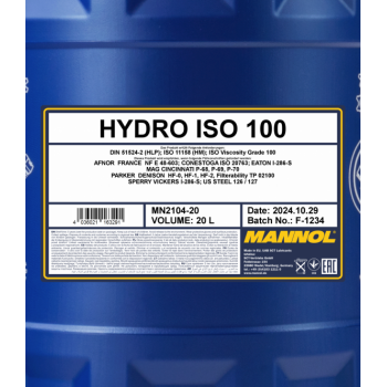 MANNOL HYDRO ISO 100 20L