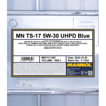 MANNOL TS-17 UHPD 5W-30 Blue 1000L