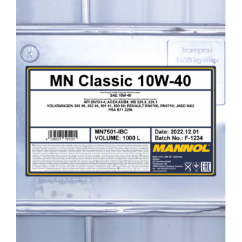 MANNOL CLASSIC 10W-40 1000L