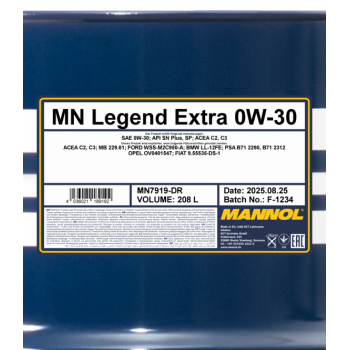 MANNOL 7919 SAE 0W-30 C2/C3 208L