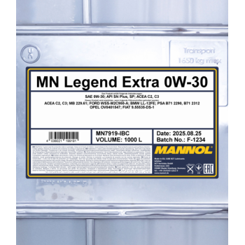 MANNOL 7919 SAE 0W-30 C2/C3 1000L