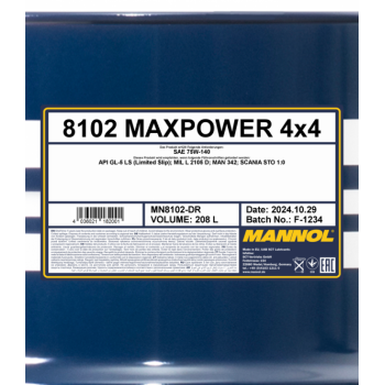  MANNOL MAXPOWER 75W-140 GL-5 208L