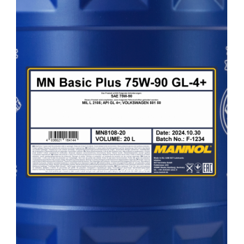  MANNOL SAE 75W-90 API GL 4+ 20L