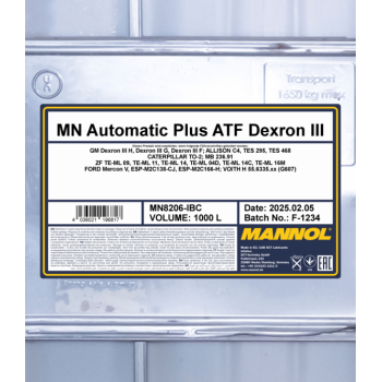 MANNOL AUTOMATIC PLUS ATF DIII 1000L