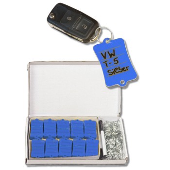 Boîte 200 porte-clés atelier bleus