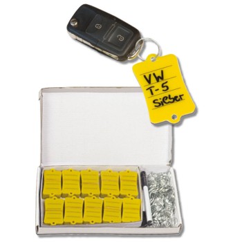 Boîte 200 porte-clés atelier jaunes