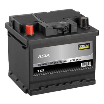 TECHPOWER Batterie ASIA NS40G 12V 35Ah/300A Sans Talon