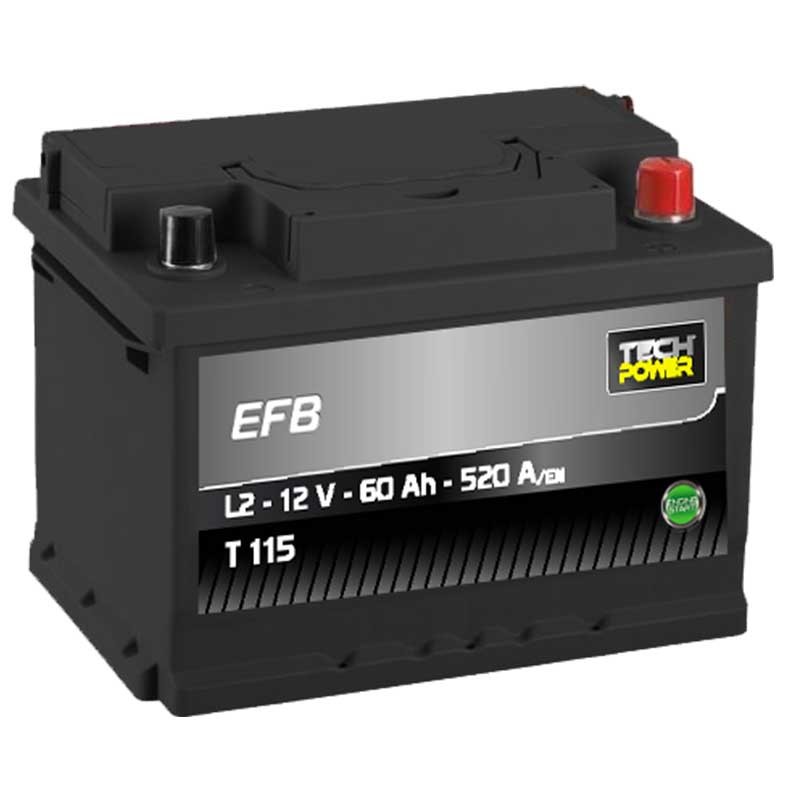 TECHPOWER Batterie EFB L2 12V 60Ah/520A
