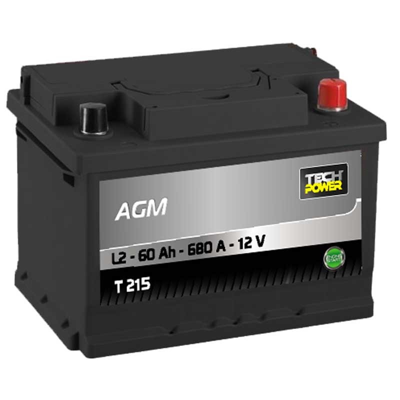 TECHPOWER Batterie AGM L2 12V 60Ah/680A