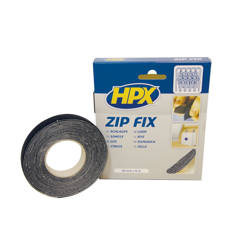 Ruban de fixation velcro noir 20mm x 5m - crochet